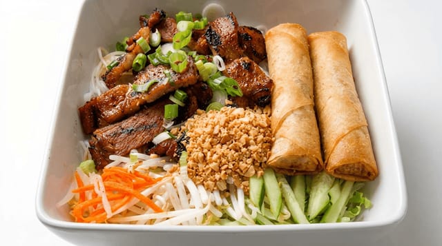 Charbroiled Pork & Egg Roll Vermicelli Noodles.